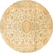 Round Medallion Brown Traditional Rug, tr1080brn