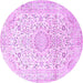 Round Medallion Purple Traditional Rug, tr1080pur