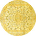 Round Medallion Yellow Traditional Rug, tr1080yw