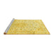 Sideview of Machine Washable Medallion Yellow Traditional Rug, wshtr1080yw