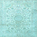 Square Medallion Light Blue Traditional Rug, tr1080lblu