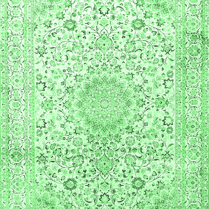 Machine Washable Medallion Emerald Green Traditional Area Rugs, wshtr1080emgrn