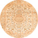 Square Medallion Orange Traditional Rug, tr1080org