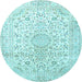 Round Medallion Light Blue Traditional Rug, tr1080lblu