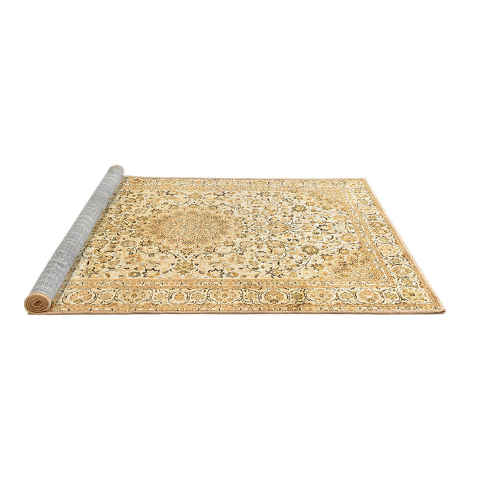 Sideview of Machine Washable Medallion Brown Traditional Rug, wshtr1080brn