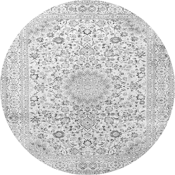 Machine Washable Medallion Gray Traditional Rug, wshtr1080gry