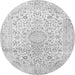 Machine Washable Medallion Gray Traditional Rug, wshtr1080gry