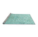 Sideview of Machine Washable Medallion Light Blue Traditional Rug, wshtr1080lblu