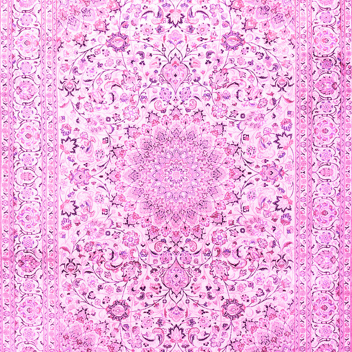 Machine Washable Medallion Pink Traditional Rug, wshtr1080pnk