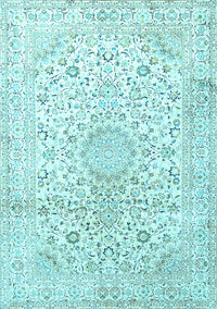 Medallion Light Blue Traditional Rug, tr1080lblu