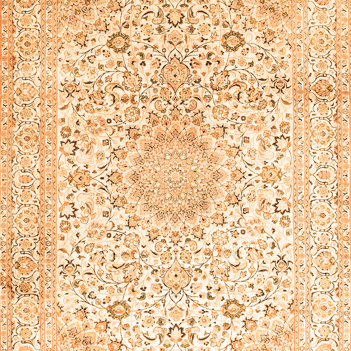 Serging Thickness of Machine Washable Medallion Orange Traditional Area Rugs, wshtr1080org