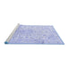 Sideview of Machine Washable Medallion Blue Traditional Rug, wshtr1080blu