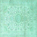 Square Medallion Turquoise Traditional Rug, tr1080turq