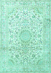 Medallion Turquoise Traditional Rug, tr1080turq