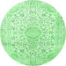 Round Medallion Emerald Green Traditional Rug, tr1080emgrn