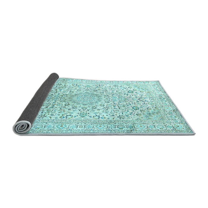 Sideview of Medallion Light Blue Traditional Rug, tr1080lblu