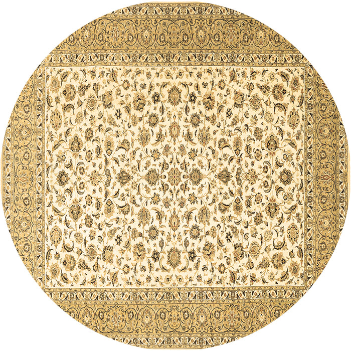 Round Persian Brown Traditional Rug, tr1081brn