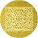 Round Persian Yellow Traditional Rug, tr1081yw