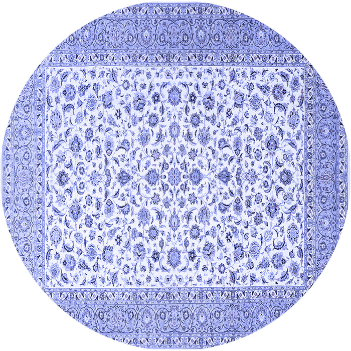 Round Machine Washable Persian Blue Traditional Rug, wshtr1081blu