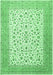 Machine Washable Persian Emerald Green Traditional Area Rugs, wshtr1081emgrn