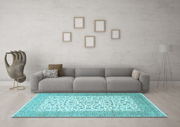 Machine Washable Persian Light Blue Traditional Rug in a Living Room, wshtr1081lblu
