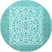 Round Persian Light Blue Traditional Rug, tr1081lblu