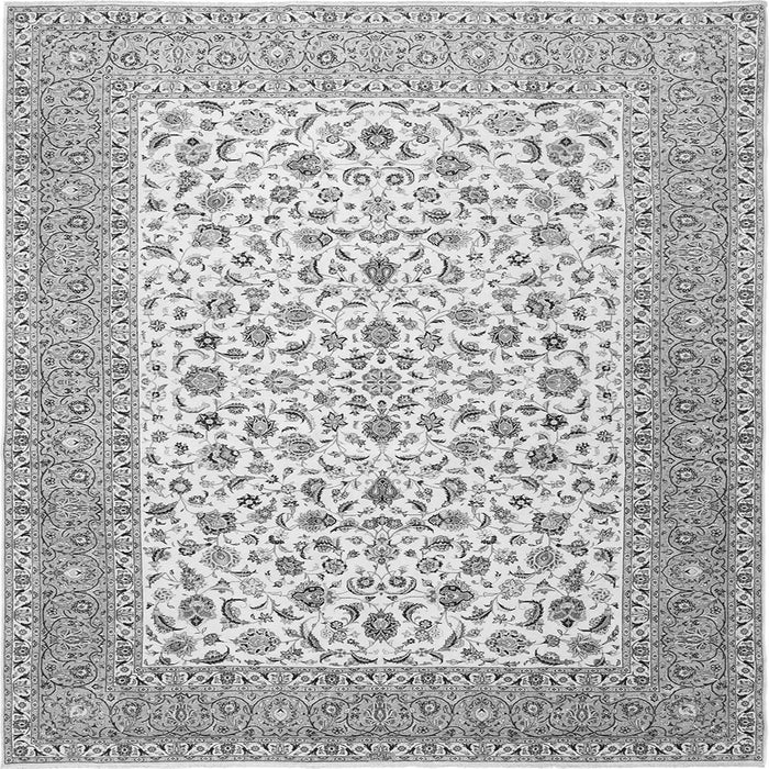 Round Machine Washable Persian Gray Traditional Rug, wshtr1081gry