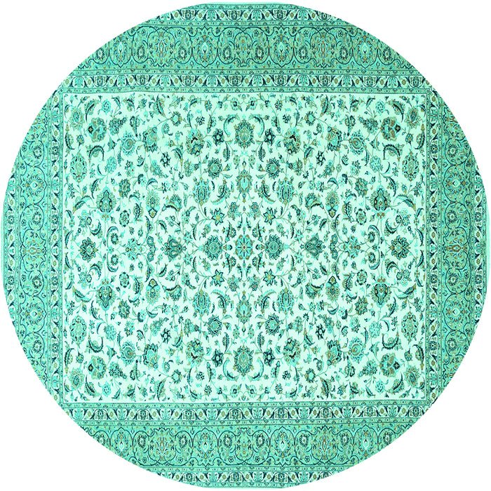Round Persian Turquoise Traditional Rug, tr1081turq