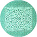 Round Persian Turquoise Traditional Rug, tr1081turq