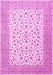 Machine Washable Persian Pink Traditional Rug, wshtr1081pnk