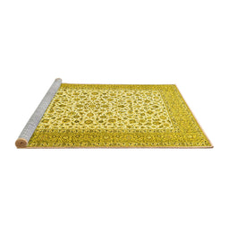 Sideview of Machine Washable Persian Yellow Traditional Rug, wshtr1081yw