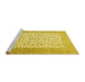 Sideview of Machine Washable Persian Yellow Traditional Rug, wshtr1081yw