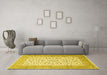 Machine Washable Persian Yellow Traditional Rug in a Living Room, wshtr1081yw