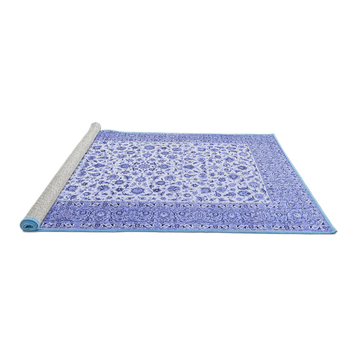 Sideview of Machine Washable Persian Blue Traditional Rug, wshtr1081blu