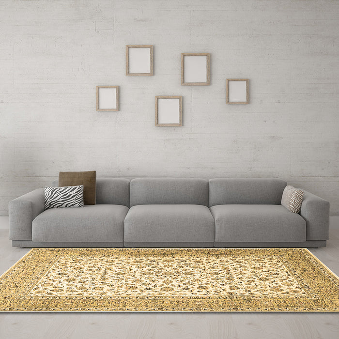 Machine Washable Persian Brown Traditional Rug in a Living Room,, wshtr1081brn