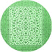 Round Persian Emerald Green Traditional Rug, tr1081emgrn