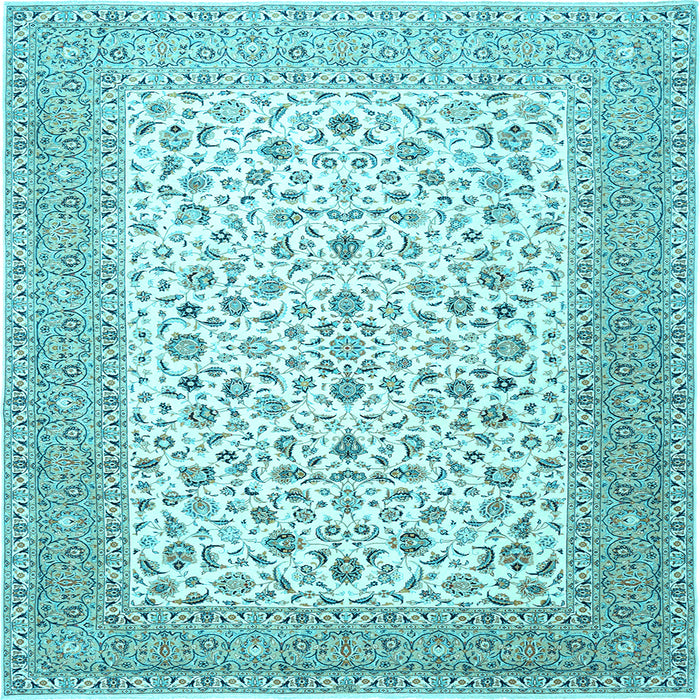 Square Machine Washable Persian Light Blue Traditional Rug, wshtr1081lblu