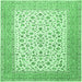 Square Machine Washable Persian Emerald Green Traditional Area Rugs, wshtr1081emgrn