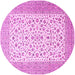 Round Machine Washable Persian Pink Traditional Rug, wshtr1081pnk