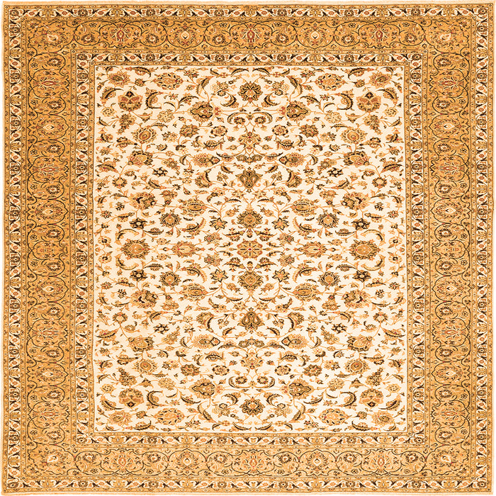 Round Machine Washable Persian Orange Traditional Area Rugs, wshtr1081org