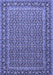 Machine Washable Persian Blue Traditional Rug, wshtr1082blu