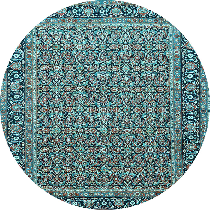 Round Machine Washable Persian Light Blue Traditional Rug, wshtr1082lblu