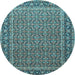 Round Machine Washable Persian Light Blue Traditional Rug, wshtr1082lblu