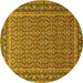 Round Persian Yellow Traditional Rug, tr1082yw