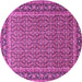 Round Machine Washable Persian Pink Traditional Rug, wshtr1082pnk