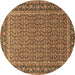 Round Persian Brown Traditional Rug, tr1082brn