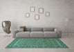 Machine Washable Persian Turquoise Traditional Area Rugs in a Living Room,, wshtr1082turq