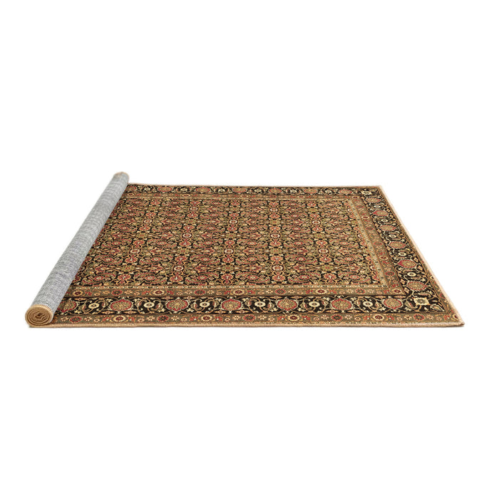 Sideview of Machine Washable Persian Brown Traditional Rug, wshtr1082brn