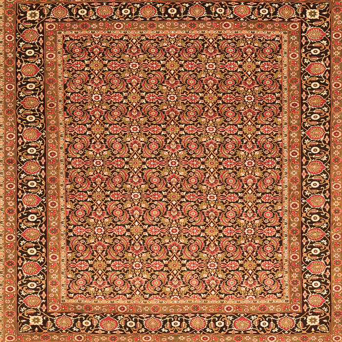 Round Machine Washable Persian Orange Traditional Area Rugs, wshtr1082org