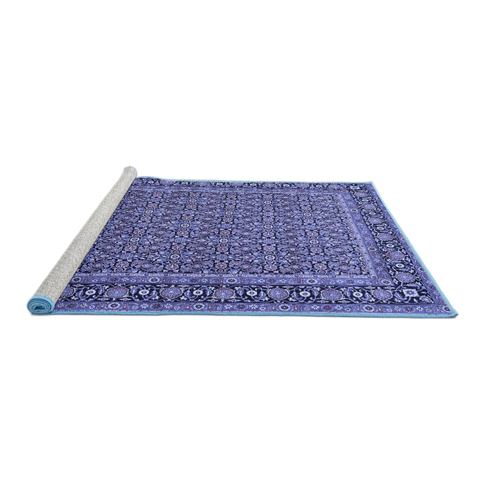 Sideview of Machine Washable Persian Blue Traditional Rug, wshtr1082blu
